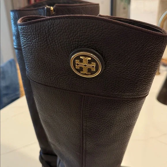 TORY BURCH BROWN LEATHER RIDING BOOTS SIZE 10 like new condition - Picture 4 of 9